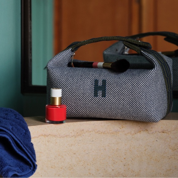 🆕 Hermes Bride-a-Brac H Natte Bicolor Wool Twill Vanity Case, Large Model - Picture 15 of 16